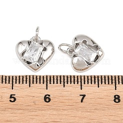 Charms de circonita cúbica transparente con micropavé de latón para el día de San Valentín&nbsp;KK-H292-52C-P
