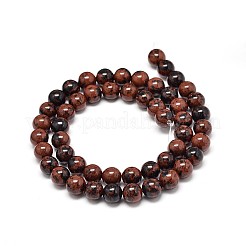 Natürliche Mahagoni Obsidian runde Perle Stränge&nbsp;G-P075-26-6mm