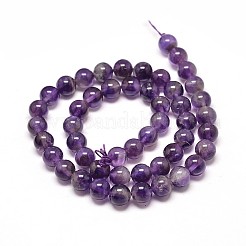 Natürlichen Amethyst runde Perle Stränge&nbsp;G-P072-48-8mm