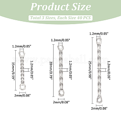 120 pièce 3 styles de breloques de connecteur de barre en acier inoxydable 304&nbsp;STAS-UN0056-26
