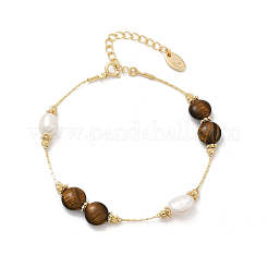 Bracelets en perles d'eau douce naturelles en laiton pour femmes&nbsp;BJEW-U046-01G