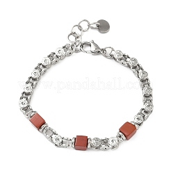 Gliederkettenarmbänder aus natürlichem rotem Jaspis für Frauen&nbsp;BJEW-Z148-06P-01