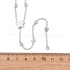 304 Edelstahl Kristall Strass Stern Lasso Halsketten&nbsp;NJEW-R026-15P