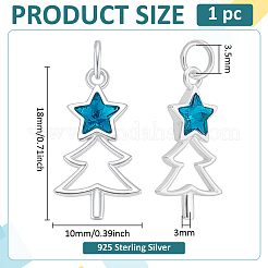 1 Stück 925 Sterling Silber Pavé dunkel türkis Glas Anhänger&nbsp;STER-BC0003-79P
