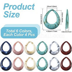 24pcs 6 Farben Acryl große Anhänger&nbsp;OACR-FS0002-65
