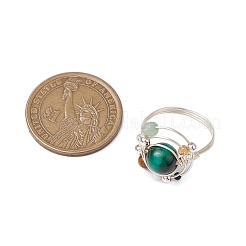 Bagues planète aventurine verte naturelle&nbsp;RJEW-TA00165-02