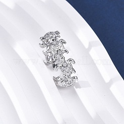 Mikropavé-Manschettenringe aus klarem Zirkonia aus Messing für Damen&nbsp;RJEW-G345-01P
