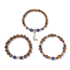 Bracelets extensibles empilables ajustables en œil de tigre naturel&nbsp;BJEW-JB13030