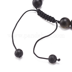 Set di braccialetti con perline intrecciate rotonde e pietre miste di ossidiana e lucentezza dorata di 2 pz 2 stili per donna&nbsp;BJEW-JB08385