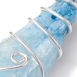 Pendentifs enveloppés de fil de cuivre en cristal de quartz naturel galvanisé&nbsp;PALLOY-JF02676-02