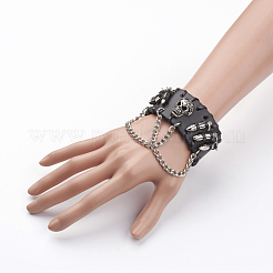 Punk-Rock-Stil Rindsleder Nietenarmbänder&nbsp;BJEW-D438-24B