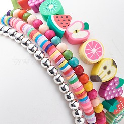 Set di 4 braccialetti con perline di argilla polimerica fatta a mano in stile 4&nbsp;BJEW-JB08693