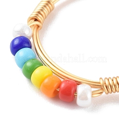 Anelli per le dita regolabili con perline di semi di vetro&nbsp;RJEW-JR00350-06