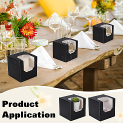 Würfelförmige Papier-Aufbewahrungsboxen für Cupcakes mit Sichtfenster&nbsp;LS-BAKE-WH0002-002C