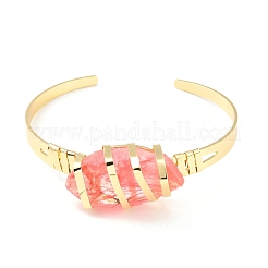 Bracciale rigido con perline a forma di occhio di cavallo in vetro con pietra di anguria&nbsp;G-D458-01G-09-RS