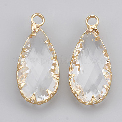 Pendentifs de verre en laiton&nbsp;X-KK-T035-49