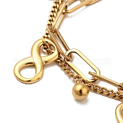 Pulsera de varias vueltas con dije de bola redonda e infinito&nbsp;BJEW-G639-06G