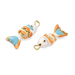 Pendentifs en laiton sertis de micro-pavés de zircon cubiques orange-rouge&nbsp;KK-A268-05G-D01
