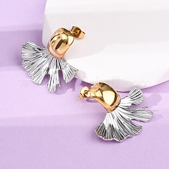 Pendientes de botón de acero inoxidable 304 de dos tonos para mujer&nbsp;LS-EJEW-A136-01C-GP