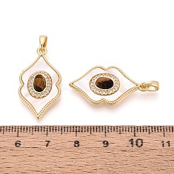 Natürliches Tigerauge mit Muschelanhängern&nbsp;KK-N287-12G-03