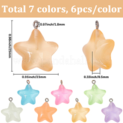 42pcs 7 colores colgantes de resina transparente luminosa&nbsp;RESI-SP0001-38