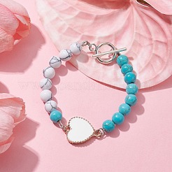 Bracciale a maglie a cuore in lega smaltata&nbsp;BJEW-JB09999-03