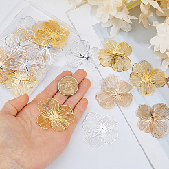 24 pièce de 3 couleurs de capuchons de perles de fleurs à double couche en filigrane de fer&nbsp;IFIN-HS0001-06