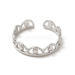 Anillo de puño abierto con corona de acero inoxidable 304 antideslustre para mujer&nbsp;LS-RJEW-E066-08P