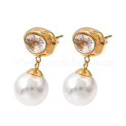 Boucles d'oreilles à tige en acier inoxydable 304 avec zircones cubiques transparentes&nbsp;SA-CBADCF0-01G