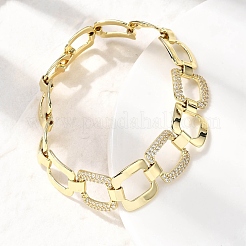 Messing-Gliederkettenarmbänder mit Mikropflaster und klarem Zirkonia für Damen&nbsp;BJEW-H630-03G