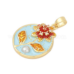 Pendentifs avec zircon cubiques à micro-pavés en laiton&nbsp;KK-U068-08G-01