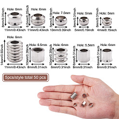50 pz 10 perline scanalate in acciaio inossidabile 304&nbsp;STAS-FW0001-19