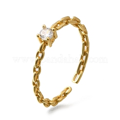 925 anello polsino aperto in argento sterling con zirconi cubici&nbsp;RJEW-R016-01G-02