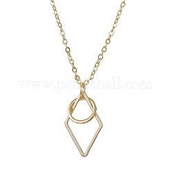 Collana tonda in ottone con pendente a rombo&nbsp;NJEW-JN04698