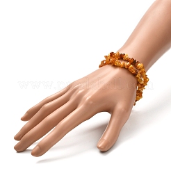 Natürliche Bernstein-Chip-Perlen-Stretch-Armbänder für Eltern und Kind&nbsp;BJEW-JB06819