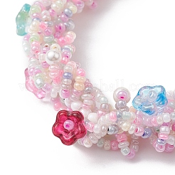 Blumen-Glassamen-Armbänder mit geflochtenen Perlen&nbsp;BJEW-MZ00059