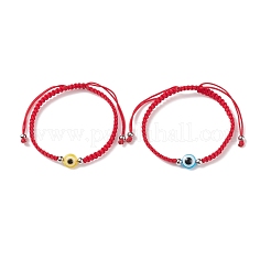 2pcs 2 Stil Harz böser Blick geflochtene Perlenarmbänder Set&nbsp;BJEW-JB08425