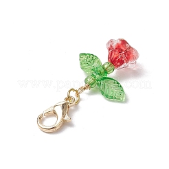 Decorazioni pendenti con perline di vetro e acrilico a forma di fiore&nbsp;HJEW-JM03045