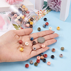 100pcs 10 couleurs de perles en bois naturel peintes&nbsp;WOOD-TA0001-59