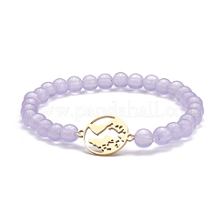 Pulsera elástica de cuentas redondas de jade de Malasia natural (teñido)&nbsp;BJEW-JB07223