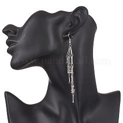 Boucles d'oreilles pendantes en forme d'étoile avec chaîne à maillons en laiton&nbsp;EJEW-JE06458