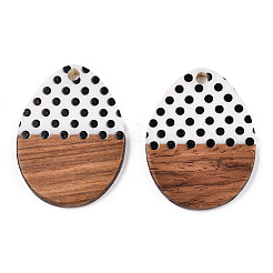 Pendentifs en résine opaque imprimée et bois de noyer&nbsp;RESI-TAC0017-65