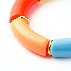 Bracciale elasticizzato con perline acriliche a tubo curvo grosso per donna ragazza&nbsp;BJEW-JB06684-02