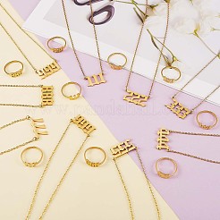 Collar con colgante de número y anillo de puño abierto&nbsp;JX198A