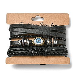 3 pièces 3 styles réglables tressés en simili cuir cordon ensembles de bracelets&nbsp;BJEW-F458-02