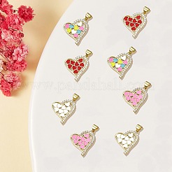 8pcs 4 colores latón micro pave colgantes de circonita cúbica transparentes&nbsp;ZIRC-SZ0003-53