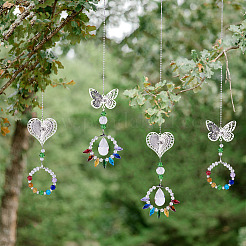 4 pièce 4 styles papillon et cœur cristaux lustre attrape-soleil prismes chakra pendentif suspendu&nbsp;AJEW-CF0001-17
