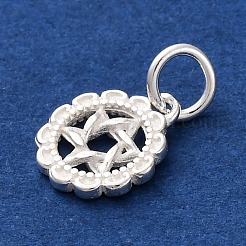 925 Sterlingsilber-Blume mit Davidstern-Muster-Anhänger&nbsp;STER-G045-10S