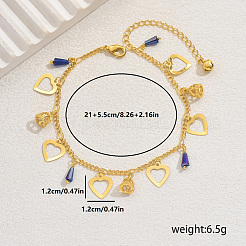 Elegante Fußkettchen aus Messing mit hohlem Herz und blauem&nbsp;DO5106