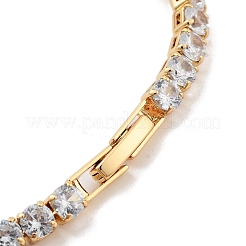 Messing Pavé klare Zirkonia flache runde Gliederarmbänder&nbsp;BJEW-YWC0002-04G